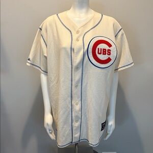 Chicago Cubs Cooperstown Collection by Majestic Cream with Cubs Patch Jersey XL